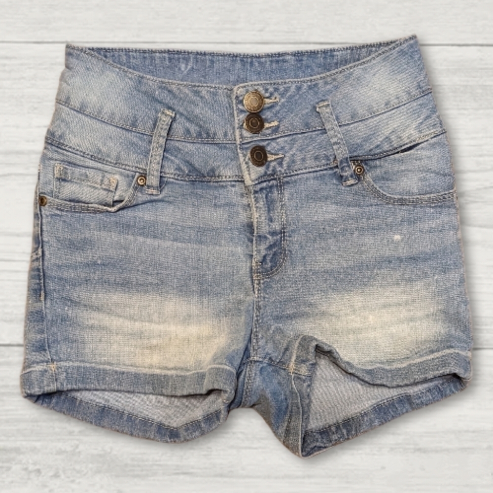 Blue Notes High Rise 3 Button Blue Jean Shorts Size 25